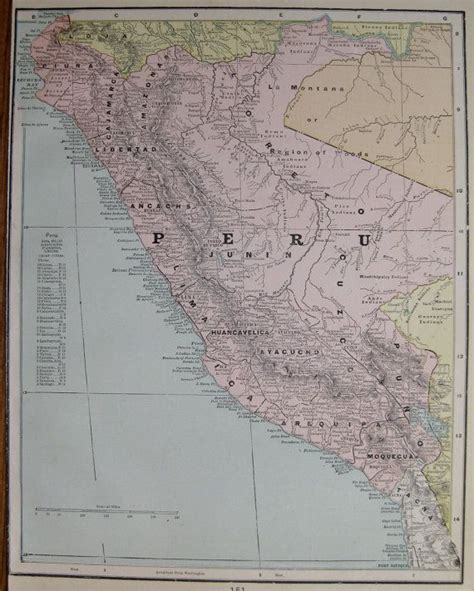 Vintage PERU Map of Peru 1893 Antique Map Peru Gallery Wall | Etsy ...