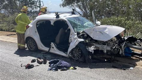 Greenwattle St Closed Man Trapped As Car Smashes Into Power Pole The Courier Mail