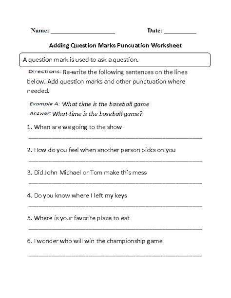 Punctuation Worksheets