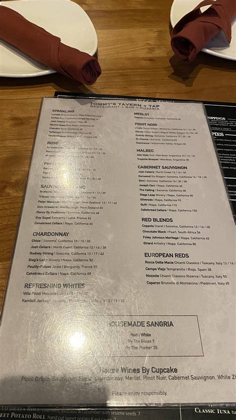 Menu At Tommy S Tavern Tap Restaurant Princeton