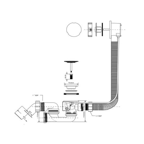 Zestaw odpływowo przelewowy wannowy KELLER z odejściem 40 50 mm z