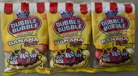 Lot Of 3 Dubble Bubble Gum Banana Split Flavor Gumballs Ebay