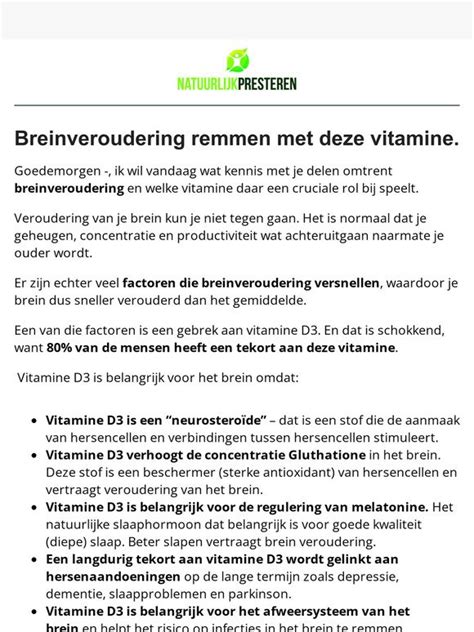 Natuurlijkpresteren Een Tekort Aan Deze Vitamine Veroudert Je Brein