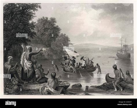 Henry Hudson Discovering The Hudson River Date 1609 Stock Photo Alamy