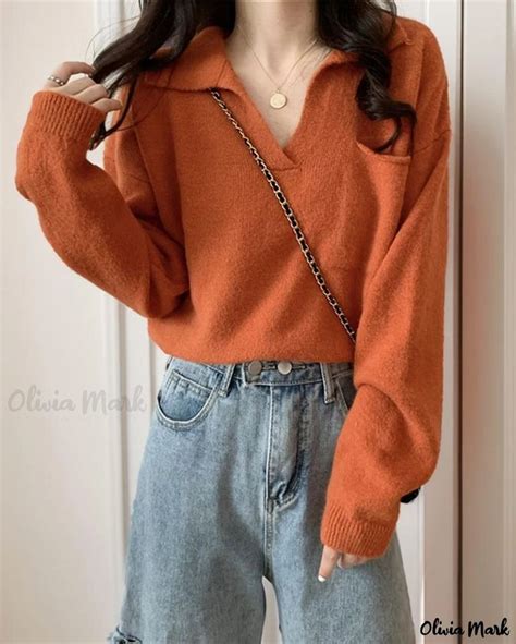 Oliviamark Premium V Neck Sweater Effortlessly Chic Knitwear For