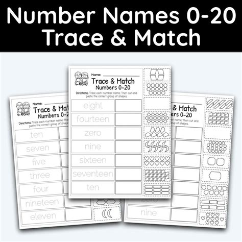 Number Name Trace And Match Worksheet