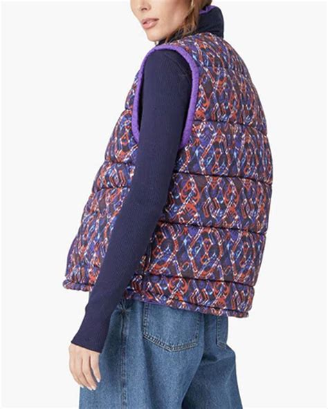 Xirena Ikat Purple Reversible Hunter Puffer Vest Stanley Korshak