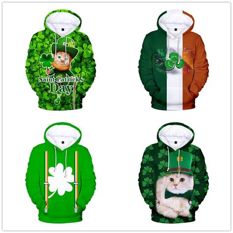 St Patricks Day 3d Graphic Sweatshirt Hoodies Men Women Long Sleeve