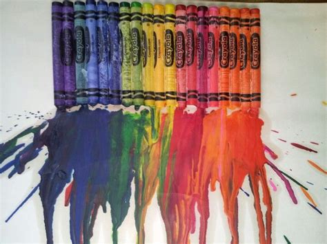 Cool DIY Project Hot Glue Crayons Onto A Canvas Blow Dry Them Until They Melt Very Cool