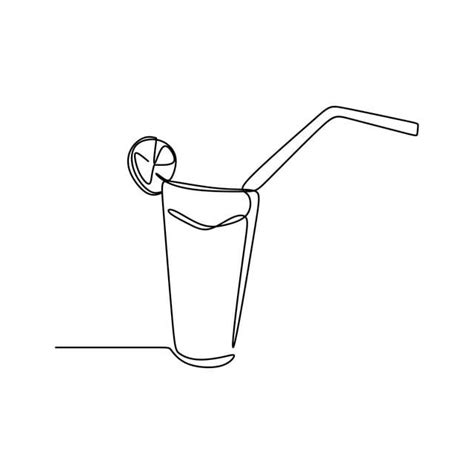 Summer Fruit Juice Summer Drinks Single Line Drawing Continuous Line