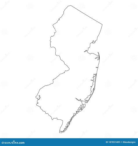 New Jersey Nj State Border Usa Map Outline Stock Vector Illustration