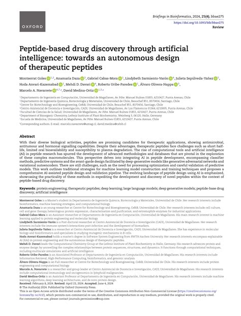 Pdf Peptide Based Drug Discovery Through Artificial Intelligence