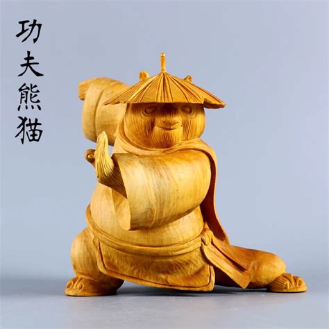 11cm Wooden Kungfu Panda Carved Boutique Collection Character Creative