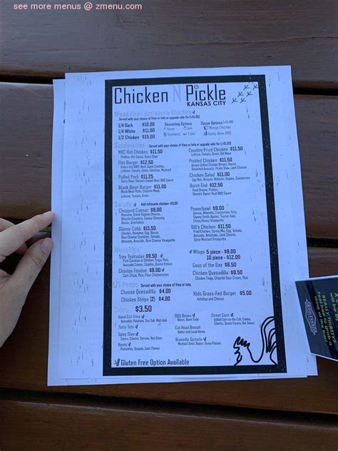 Menu At Chicken N Pickle Kansas City Pub Bar North Kansas City