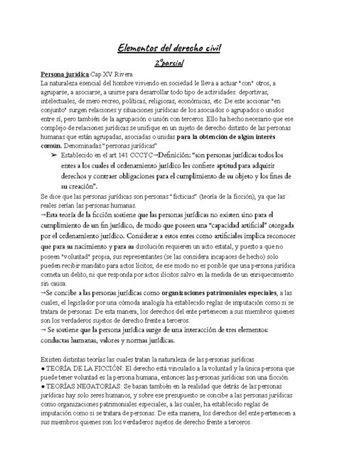 2°parcial Elementos Del Derecho Civil Elementos Del Derecho Civil 2°parcial Persona Jurídica