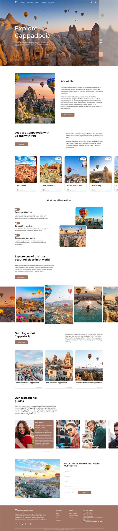 Landing Page Cappadocia Travel Agency Behance