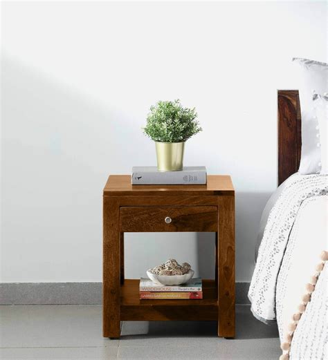 Buy Kryss Sheesham Wood Bedside Table In Scratch Resistant Provincial