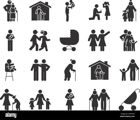 Old People And Pictogram People Icon Set Over White Background