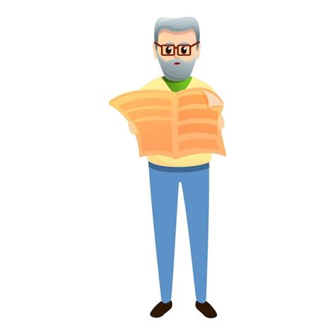 Premium Vector Grandfather Read Newspaper Icon Cartoon Of Grandfather Read Newspaper Vector