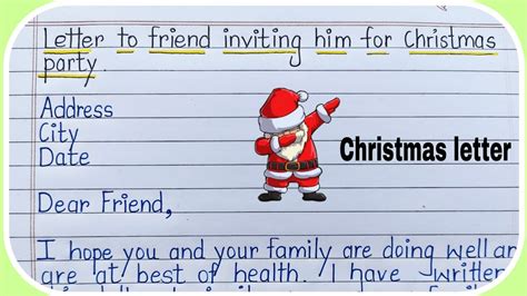 Letter To Friend Inviting Him Her For Christmas Party Letter Inviting