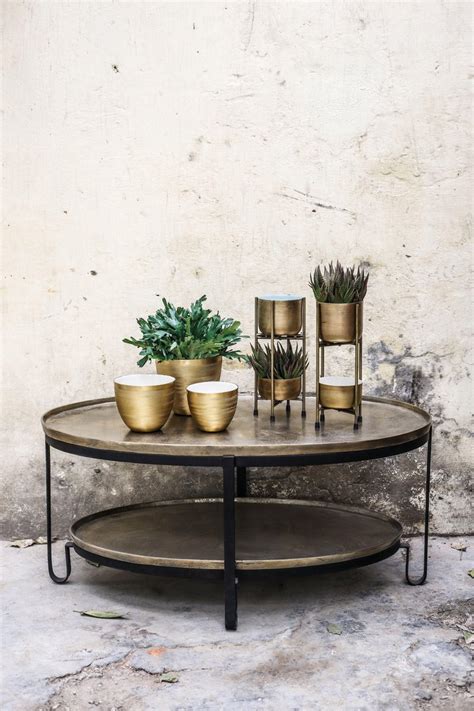 Bol PTMD Kae Gold Ovale Alu Black Coffeetable