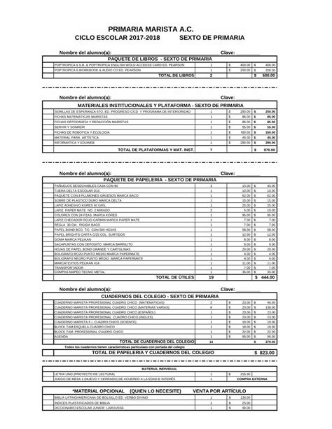 PDF PRIMARIA MARISTA A C CICLO ESCOLAR 2017 2018 SEXTO DE