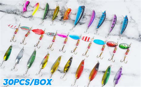 Amazon Fishing Lures Spinner Baits 30pcs Spoon Fishing Lures