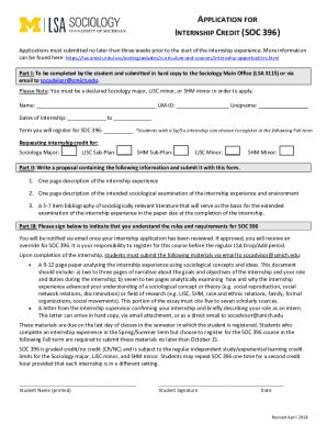 Fillable Online Lsa Umich Application For Internship Credit UM LSA