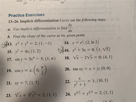 Solved Tal Dy Practice Exercises 13 26 Implicit