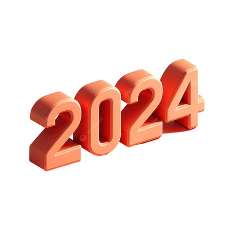 Texto Vermelho Pêssego 2024 Png 2024 Efeito De Texto Ano Novo Png