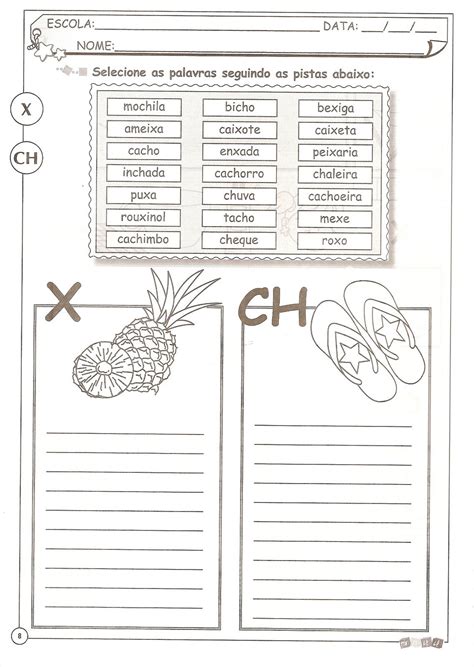 ATIVIDADES DE ORTOGRAFIA X OU CH Cantinho Do Educador Infantil