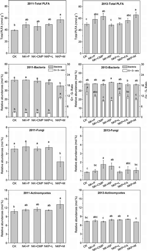 Comparisons Of Total Plfa The Relative Abundance Of Bacteria And The