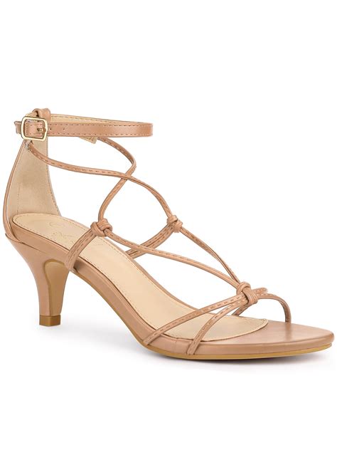 Perphy Strappy Knot Ankle Strap Kitten Heel Sandals For Women Walmart