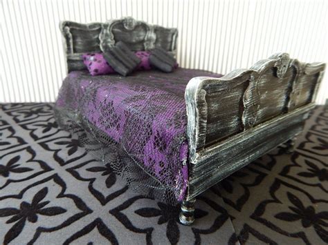 Haunted Halloween Witch Miniature Dollhouse Double Bed Gothic Etsy