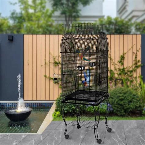 Cage Pour Oiseaux Hsturyz X X Cm Noir Roulettes En Fer