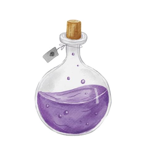 Premium Vector Watercolor Magic Flask With Purple Poison Potion