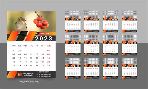 Premium Vector 12 Page Wall Calendar Template Design 2023