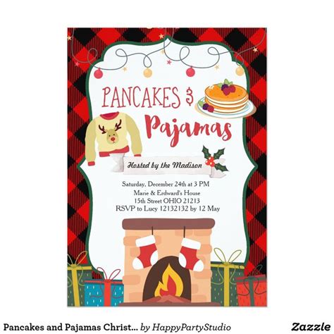 Pancakes And Pajamas Christmas Party Invitation