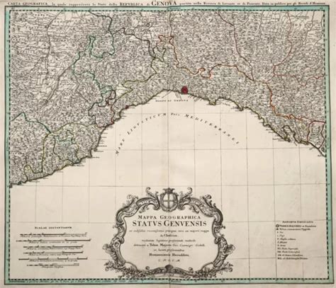 MAP MAPPA GEOGRAPHICA Status Genuensis Genoa Liguria Homann Heirs