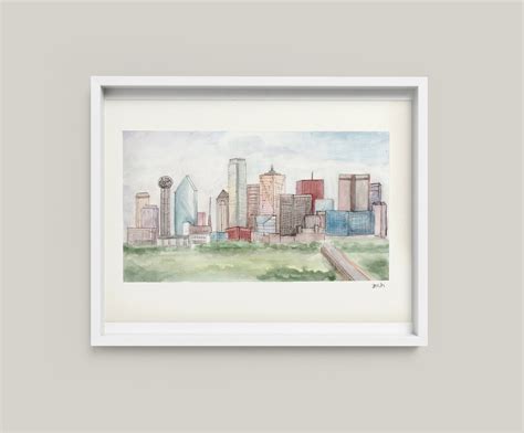 Dallas Wall Art, Dallas Skyline Art Print, Dallas Texas Art Print ...