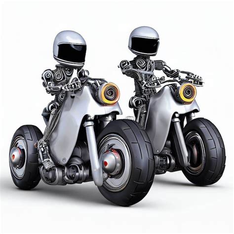 Premium Ai Image Two Artificial Intelligence Robots Riding A Motorcycle