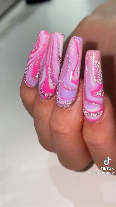 Pink Marble Glitter Gel Nails Video Rave Nails Marble Acrylic