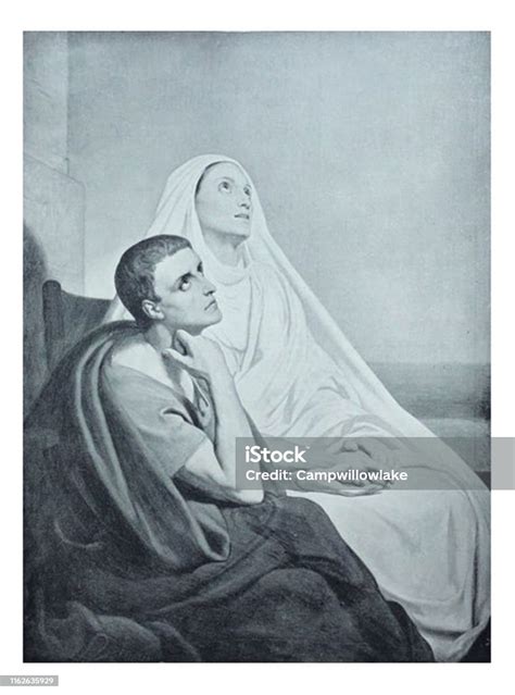 Antique Illustration Saint Augustine And His Mother Saint Monica Stock