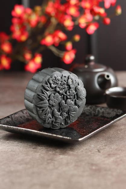 Gros G Teaux De Lune Avec Fond Noir Mooncake Est Une Boulangerie