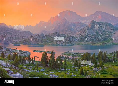 Smoky Sunset At Island Lake Below Fremont Peak Wind River Range