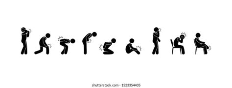 Person Feels Pain Set Illustrations Symptoms Stock Illustration