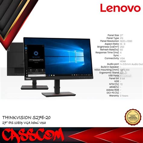 Jual Monitor Led Lenovo Thinkvision S E Ips P Vga Hdmi Vesa