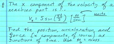 Solved The X Component Of The Velocity Units Vx Sin For The