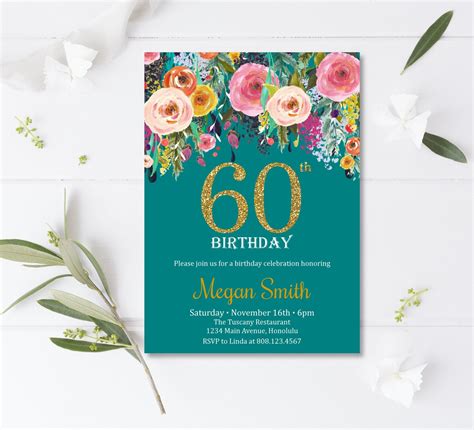 60th Birthday Invite For Women Surprise Birthday Invitation Etsy