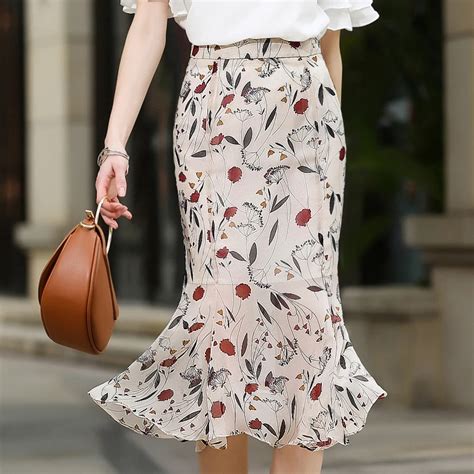 Summer Mermaid Skirt Women Fashion Boho Slim Floral Printed Pencil